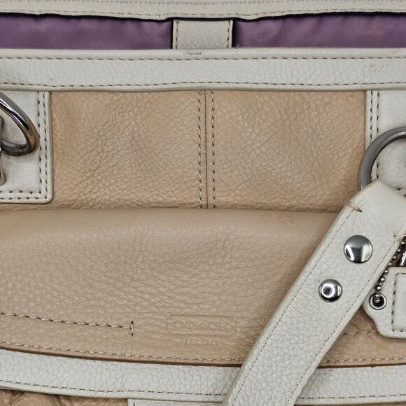 Coach Ivory White Cream Penelope Pebbled Leather Carryall Handbag Purse - Picture 5 of 8